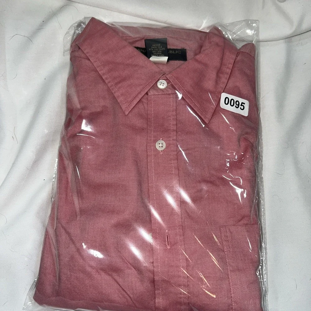 Banana Republic Shirt Men large relaxed Salmon Pink Button Down Preppy 95‎